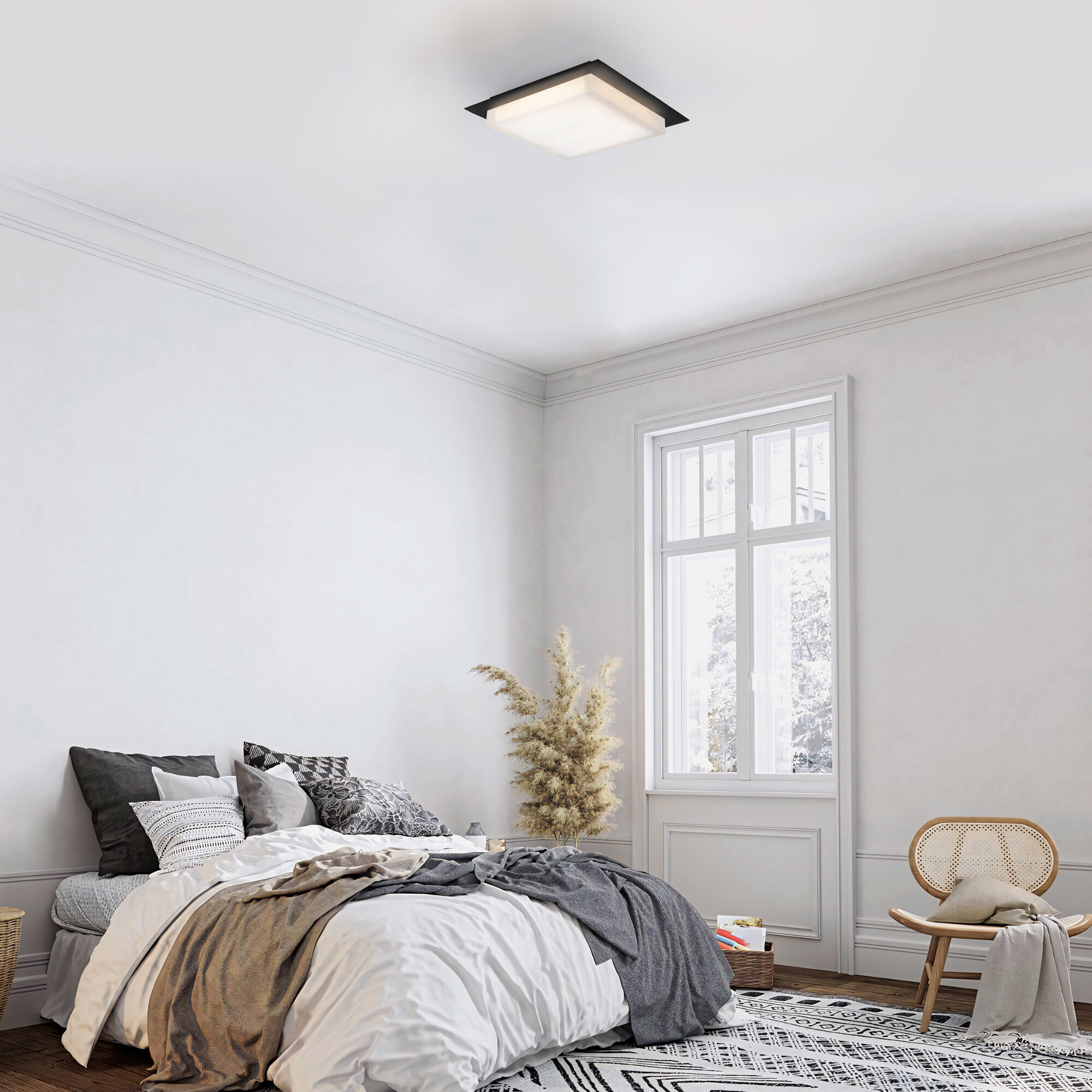 Foursquare LED 14 inch Sand Black Outdoor Flush Mount